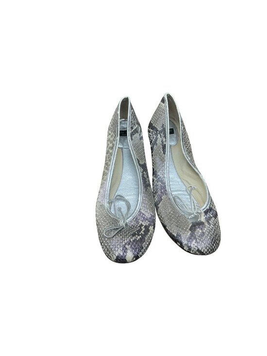 kate spade Shoes - Kate Spade Snake Print Ballet Flats Gray Silver Reptile Slip On Bow Shoes  Sz 38